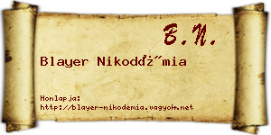 Blayer Nikodémia névjegykártya